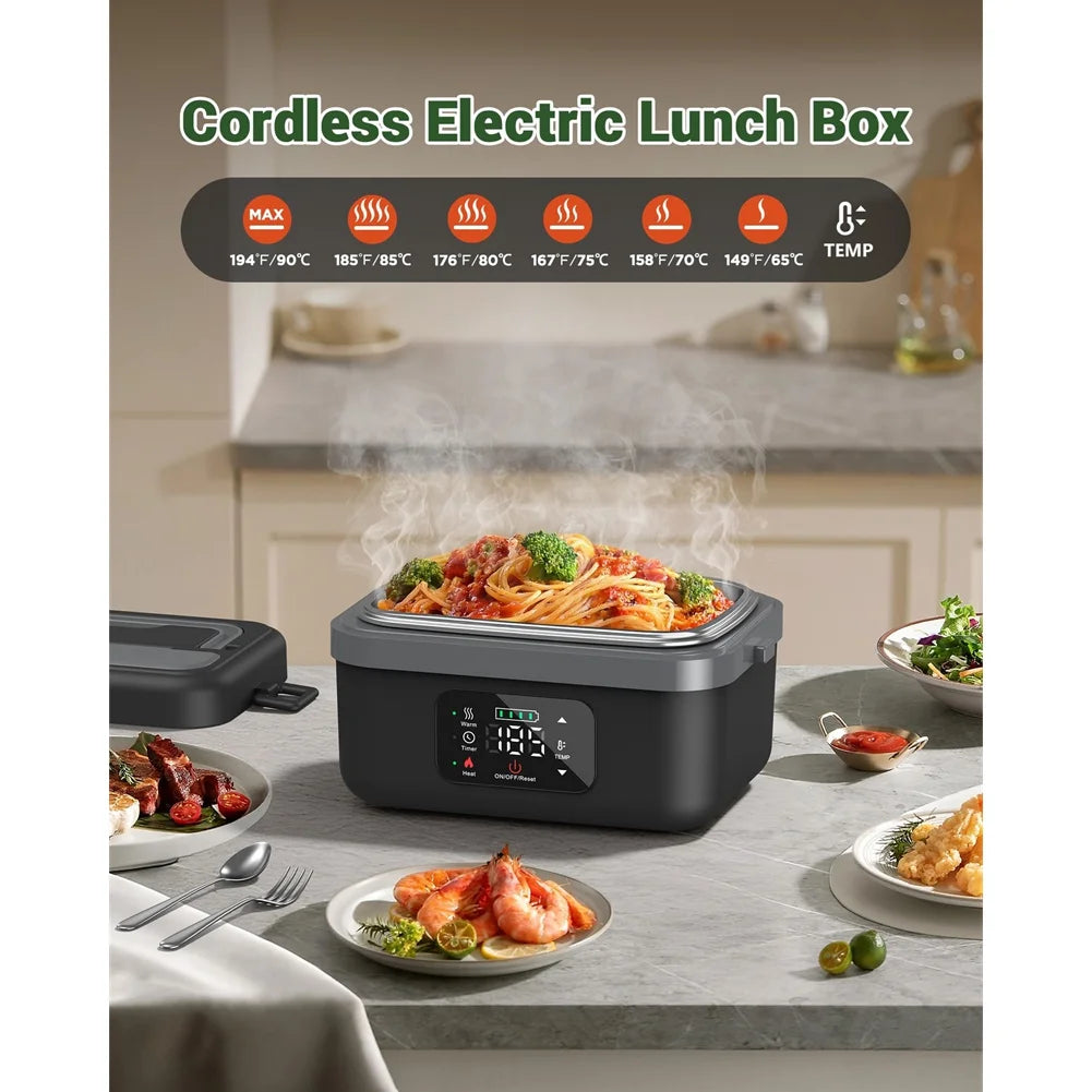B89B-Cordless Electric Lunch Box For Adults, 16000Mah Rechargeable Self-Heating Food Warmers For Office Car Outdoor