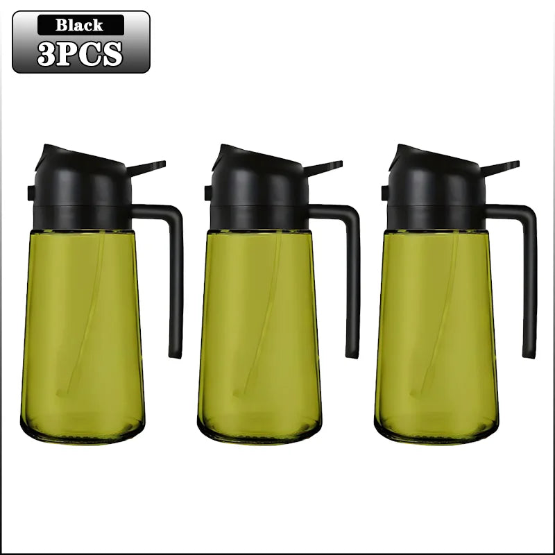 2-in-1 Dark Glass Oil Sprayer Olive Oil Dispenser Black Lightproof Oil Sprayer for Cooking Salads and Barbecues Barbecue Tools