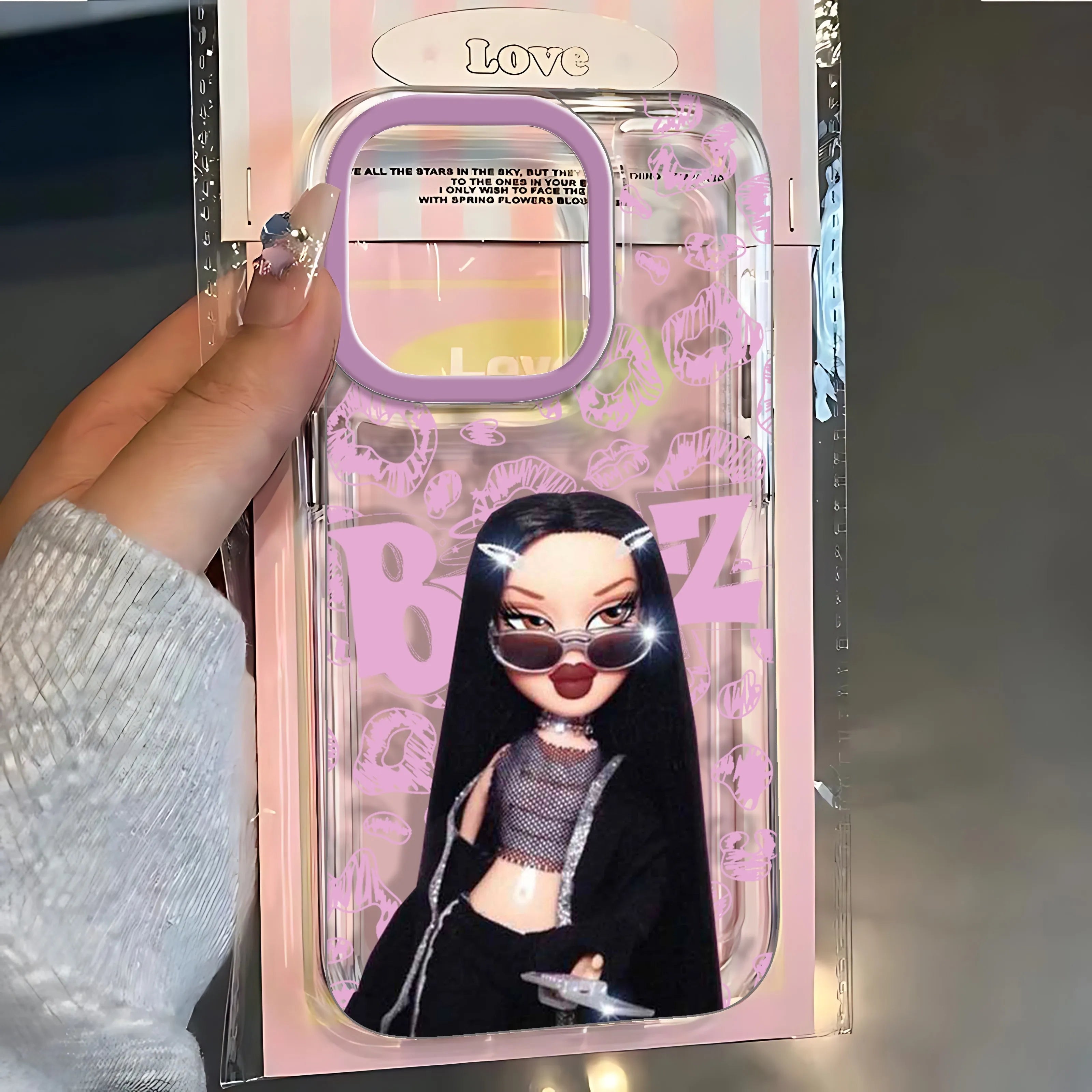 Fashion lovely Doll Bratz Clear Space Phone Case For iPhone 11 12 13 14 15 16 Pro Max Mini X Xs XR 7 8 plus Se2020 Clear Cover