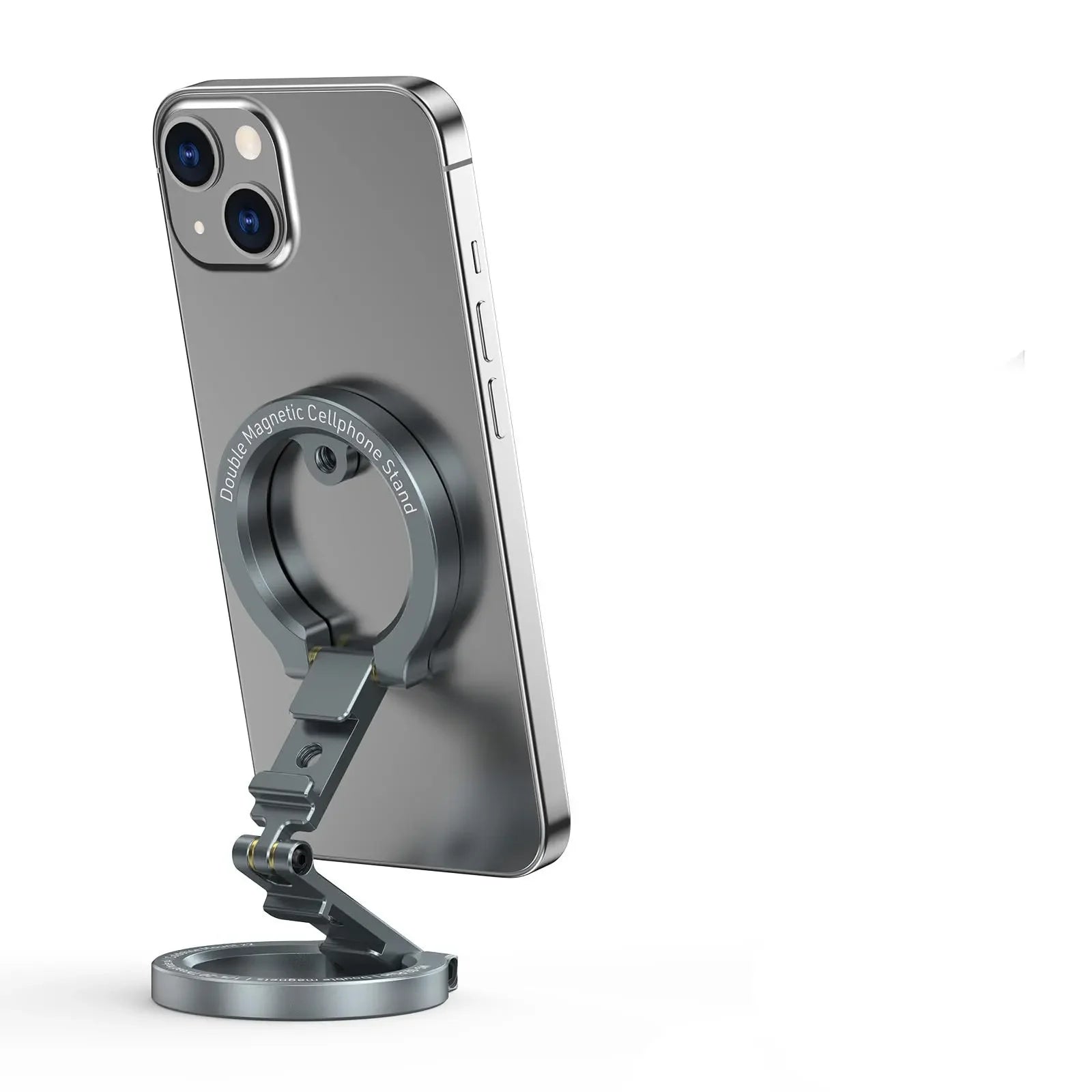 Foldable Magsafe Phone Holder w 1/4"-20 Gym Phone Mount Dual Magnetic Phone Stand for Iphone 17 16 Android Phone VLOG